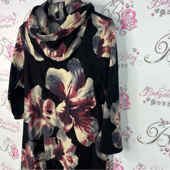 Eclipse dress turtleneck flowers floral long top Multicolor Fabric flowers - Picture 4 of 9